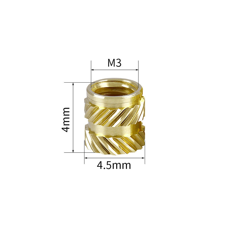 M3 x 6mm(L) x 5mm(OD) Brass Knurled Threaded Insert Embedment Nuts