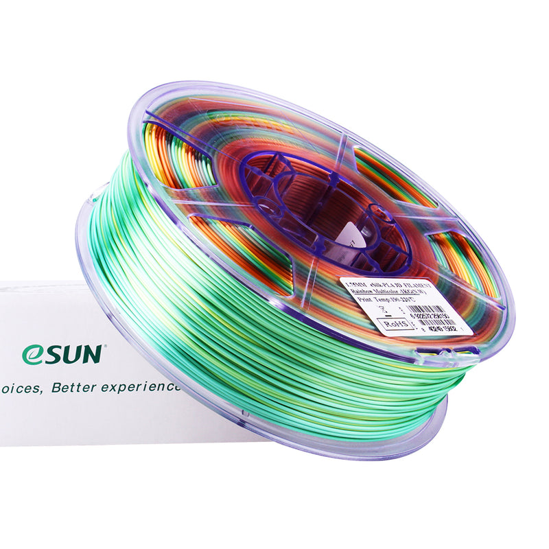 eSUN 3D Printer Silk PLA Rainbow Filament 1.75mm 1KG Multi-color DIY  Artwork 